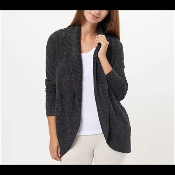 Barefoot Dreams CozyChic Lite Circle Cardigan in HE Carbon - Picture 1 of 7